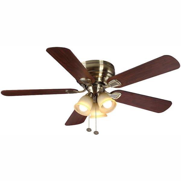 Hampton Bay Fairfield 52 in. LED Indoor Antique Brass Ceiling Fan with Light Kit