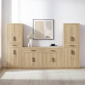 Isla Ash MDF 107.63 in. Sideboard and Pantry (Set of 3)