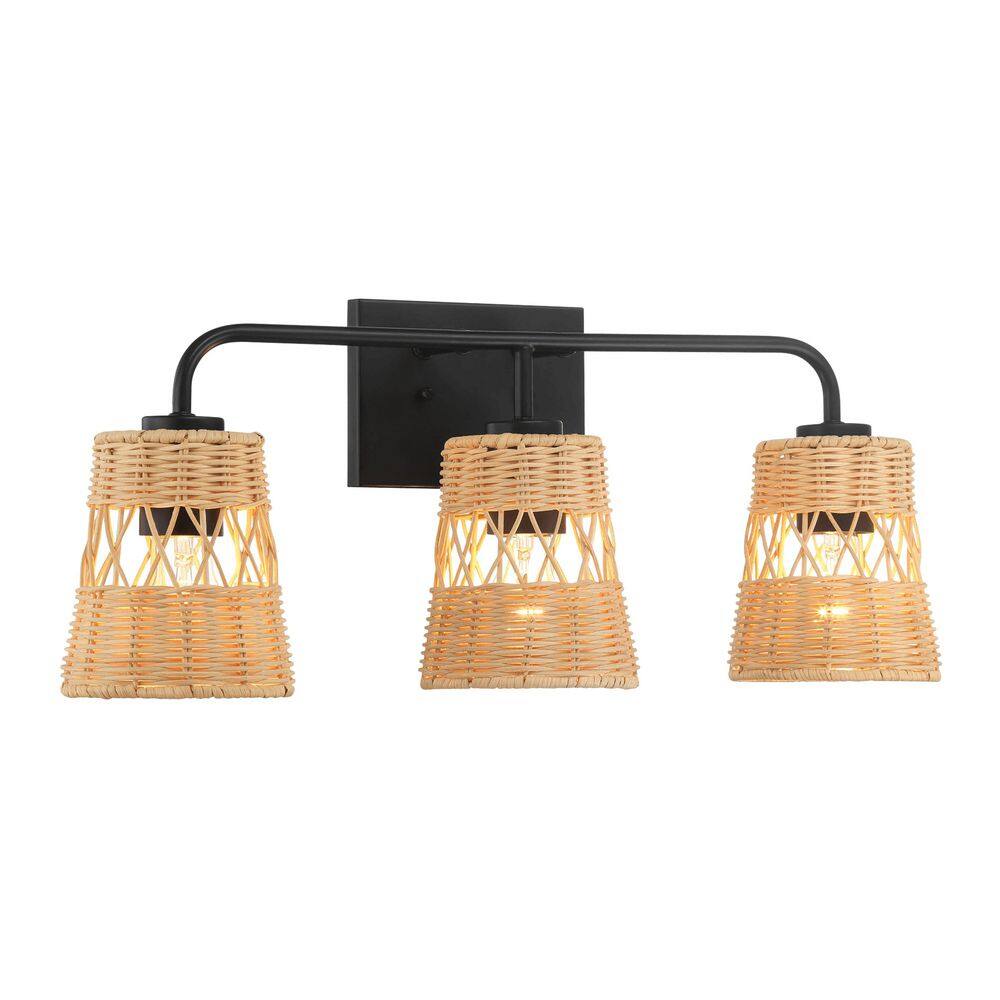 22.5 in. 3 Light Black Wall Sconce with Basket Shade No Bulbs Included price history on PriceWatchPro