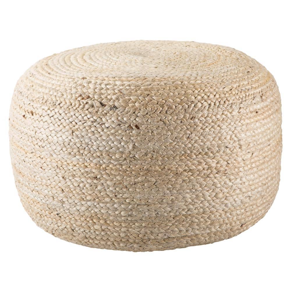 Jaipur Living Koa Solid White Cylinder Pouf BRF100469 The Home Depot