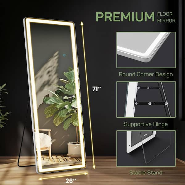 26 in. W x 71 in. H Rectangular Frameless Tilt Wall Bathroom Vanity Mirror in White