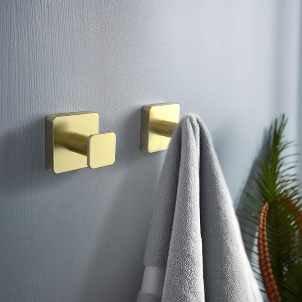 Bathroom Accessories Knob Robe/Towel Hook 3-Piece in Brushed Gold