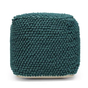 Grewell Teal Handcrafted Tufted Cube Pouf