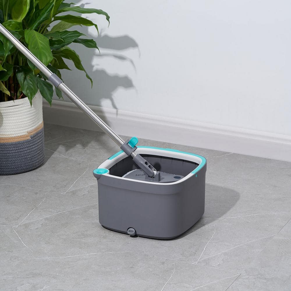 TrueClean Gray Microfiber Spin Mop and Bucket System