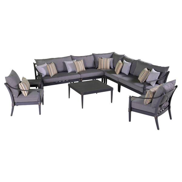 RST Brands Astoria 9-Piece Patio Seating Set with Charcoal Grey Cushions