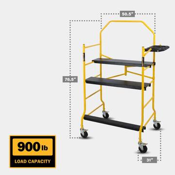 Jobsite Series 3.3 ft. L x 6.3 ft. H x 2.6 ft. D Scaffold Work Platform with Safety Rail and Tool Tray, 900 lb. Capacity