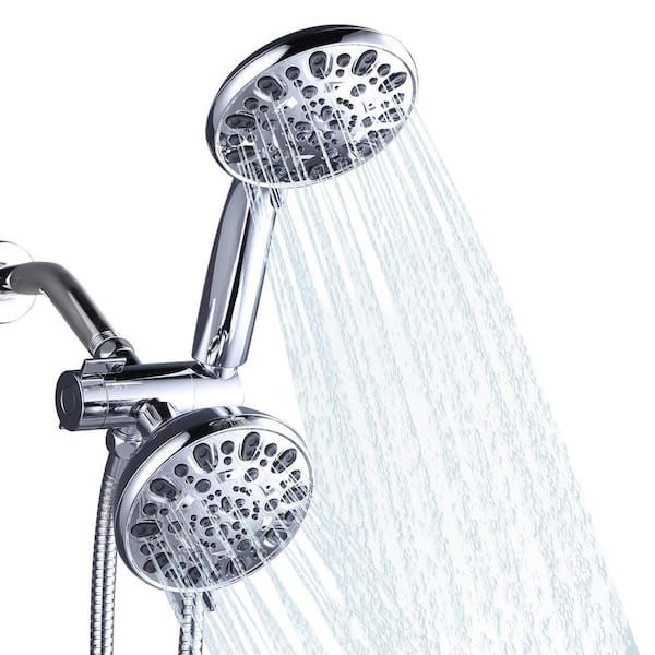 WOWOW 7-Spray 1.75 GPM 4.5 in. Wall Mount Handheld Shower Head in Chrome