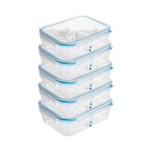 51 Oz. 3-Compartment Borosilicate Glass Food Storage Container With Vented Lid 5-Pack