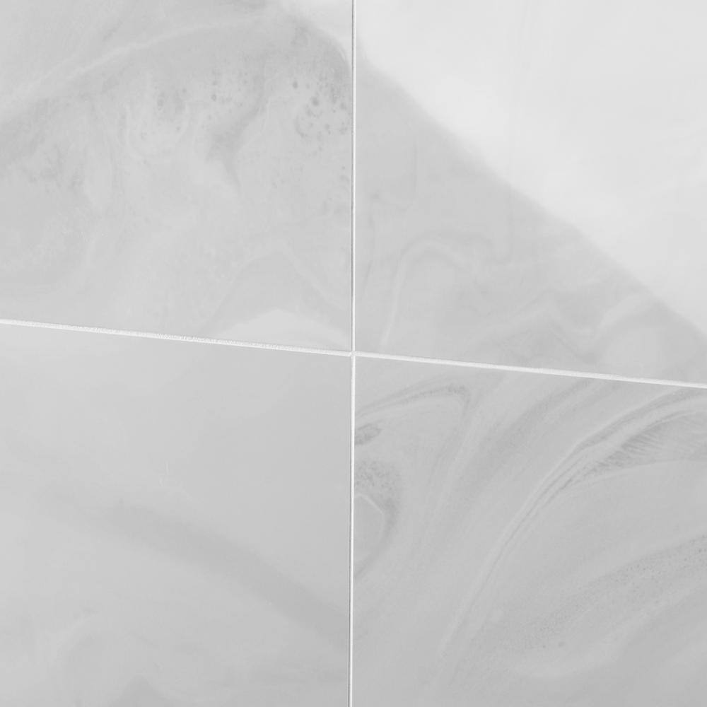Augusta 24" x 48" Polished White Porcelain Marble Look Tile