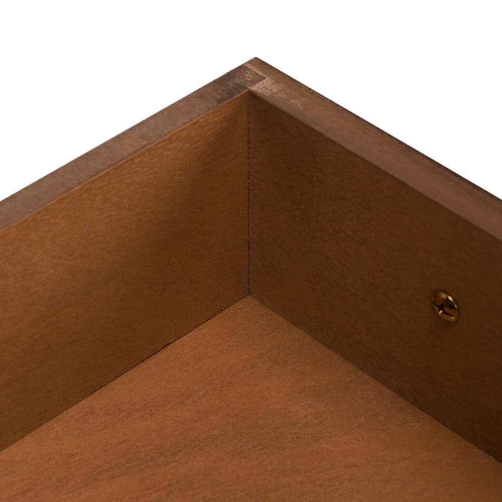 Brown Wood and Metal Console Table with Storage