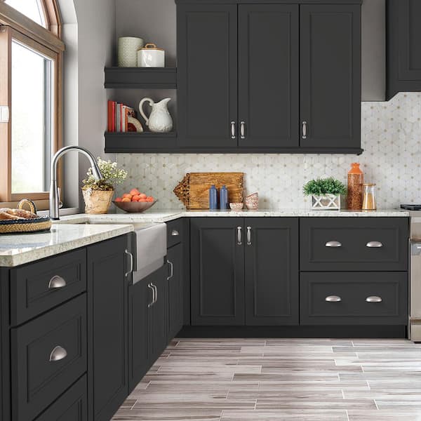 1 gal. #S-H-790 Black Suede Satin Enamel Interior/Exterior Cabinet, Door & Trim Paint