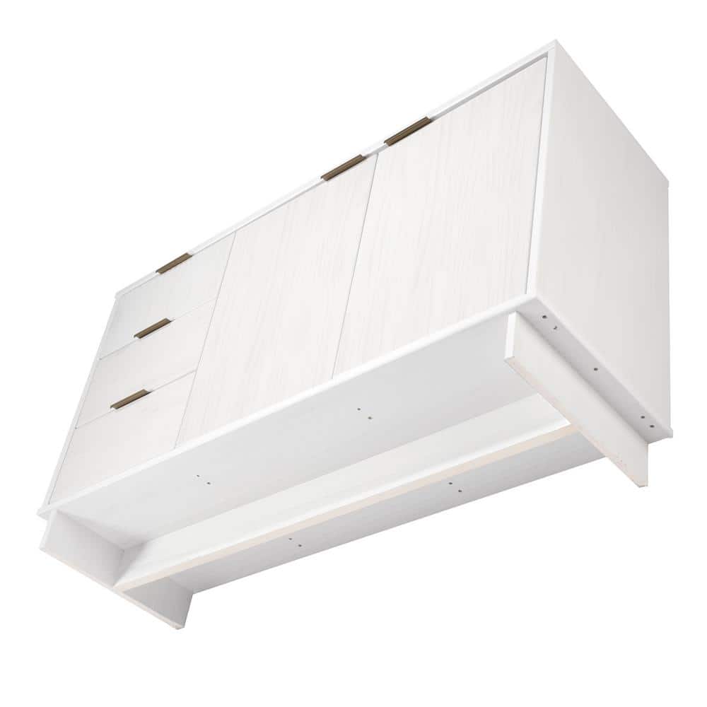 Granville 55" White Modern Buffet Sideboard with Ribbed Drawers