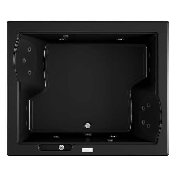 JACUZZI FUZION 71.75 in. x 59.75 in. Rectangular Whirlpool Bathtub with Center Drain in Black