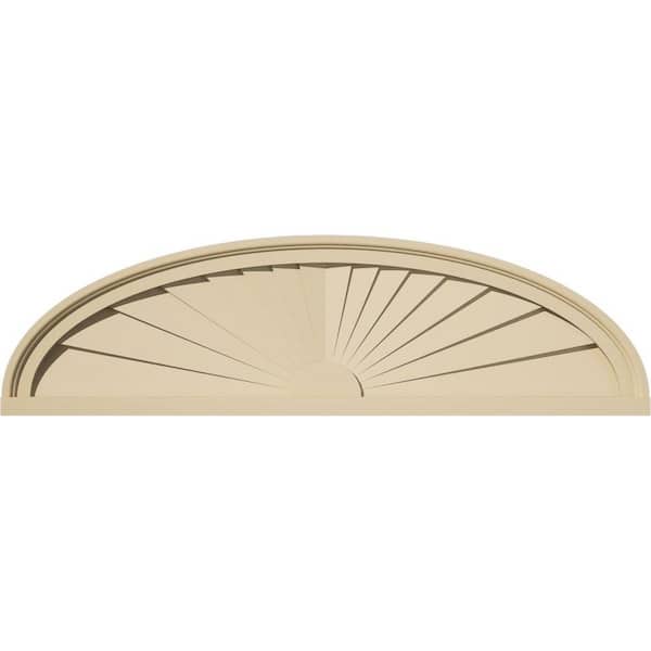 Ekena Millwork 36 in. W x 10 in. H x 2 in. P Elliptical Sunburst Signature Urethane Pediment, Primed Tan