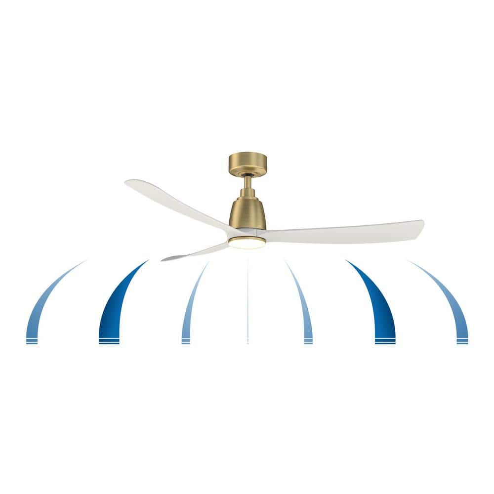 White and Brass 52" Modern Ceiling Fan with Remote