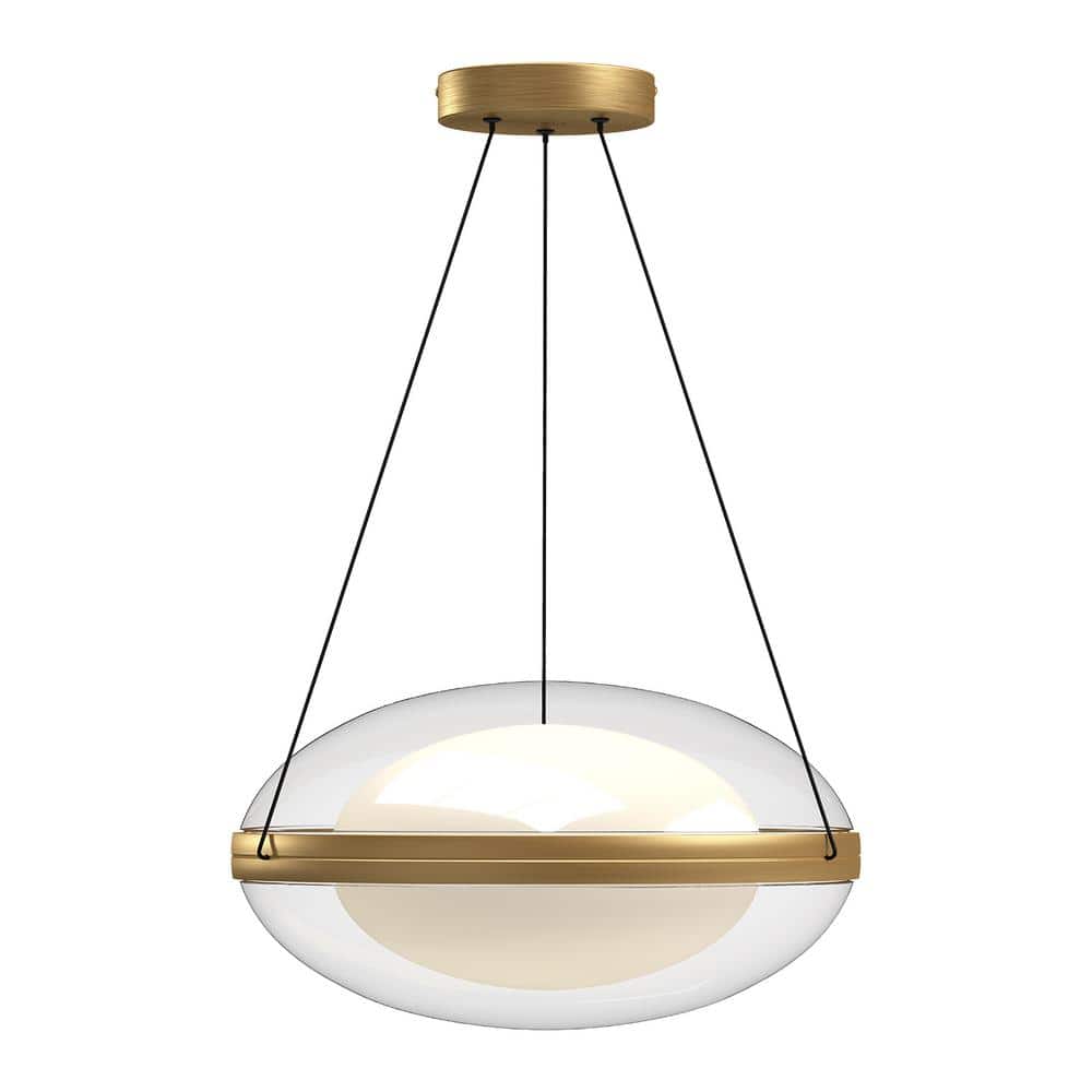 Virgo 16 in. 1 Light 37-Watt Brushed Gold/Opal Glass Integrated LED Pendant Light price history on PriceWatchPro