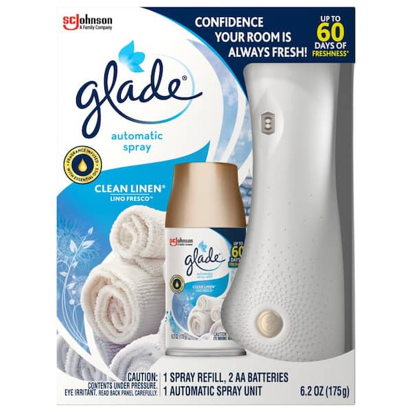 Glade 6.2 oz. Clean Linen Automatic Air Freshener Spray Starter Kit 686452