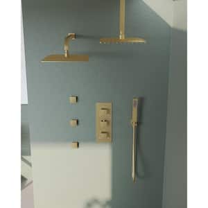 ZenithRain Shower System 8-Spray 12 and 12 in. Dual Ceiling Mount Fixed and Handheld Shower Head 2.5 GPM in Brushed Gold