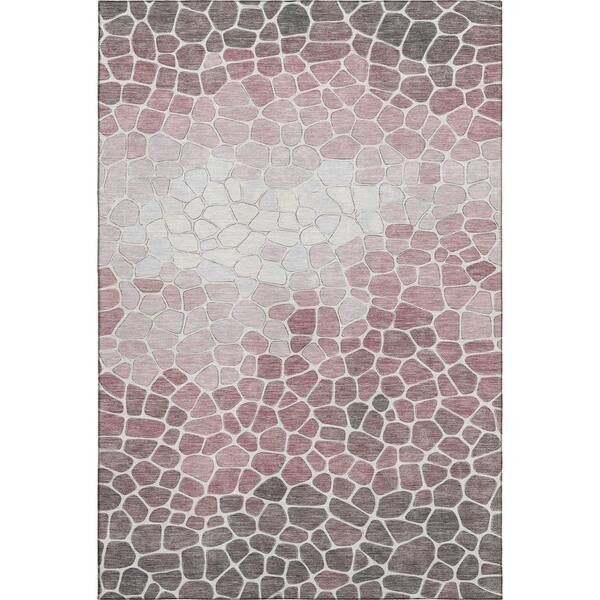 Mayfield Premium Machine Washable Abstract AMF2190 Blush 5 ft. x 7 ft. 6 in. Area Rug