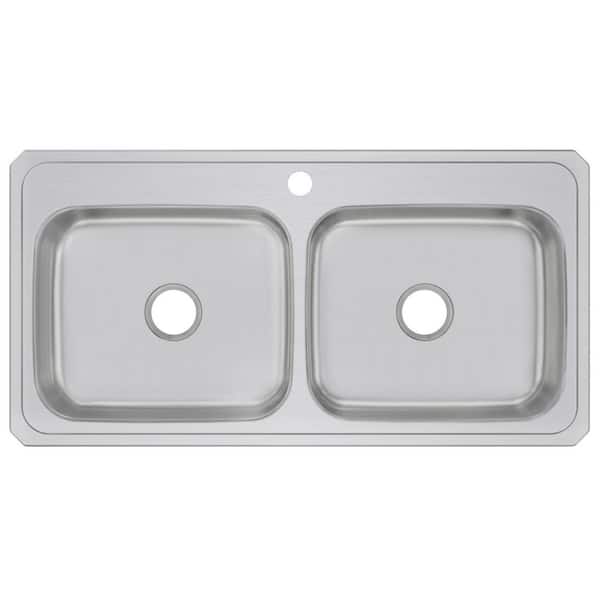 Celebrity 43 in. Drop-in Double Bowl 20-Gauge Stainless Steel Kitchen Sink Only