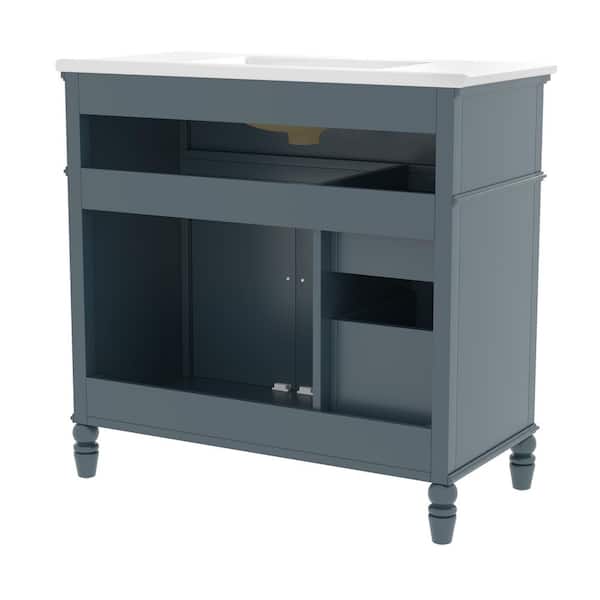 Ziyudura 36 in. Single Sink Freestanding Blue Bath Vanity with
