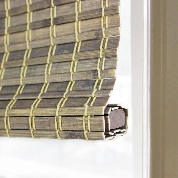 Radiance 23-in x 64-in Driftwood Light Filtering Cordless Bamboo Roman Shade at