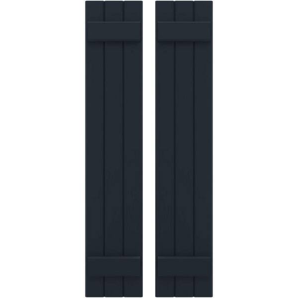 Ekena Millwork 10-1/2 in. W x 52 in. H Americraft 3-Board Exterior Real Wood Joined Board and Batten Shutters in Starless Night Blue