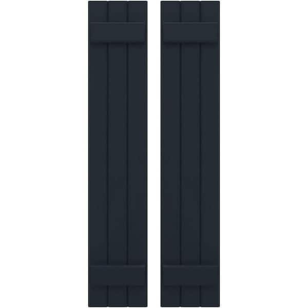 Ekena Millwork 10-1/2 in. W x 70 in. H Americraft 3 Board Exterior Real Wood Joined Board and Batten Shutters Starless Night Blue