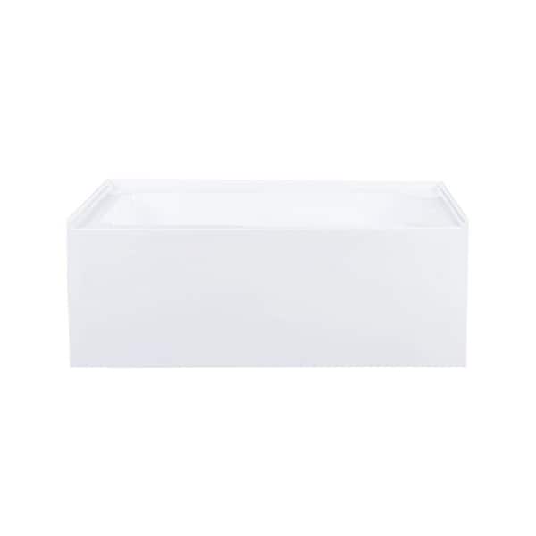 Voltaire 54 in. x 30 in. Acrylic White, Alcove, Integral Armrest, Left-Hand Drain, Apron Rectangular Bathtub in White