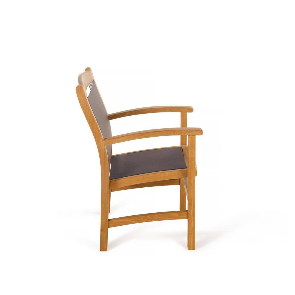 Colorado Teak and Textilene Park Armchair with Curved Back