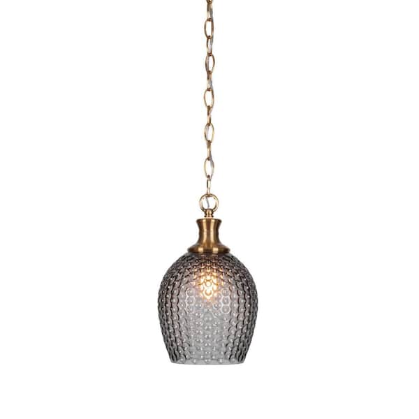 Unbranded Tyler 60-Watt 1-Light New Age Brass Shaded Mini Pendant Light with Glass Shade