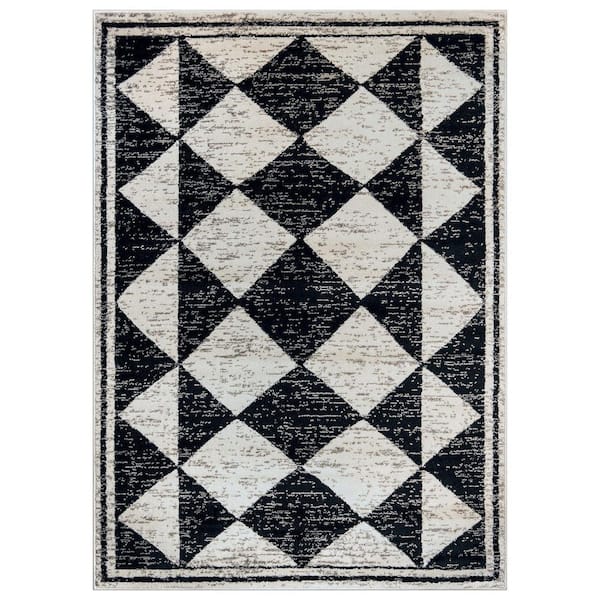Geometric Bohemian Area Rug Black 7 ft. 10 in. x 10 ft. Area Rug