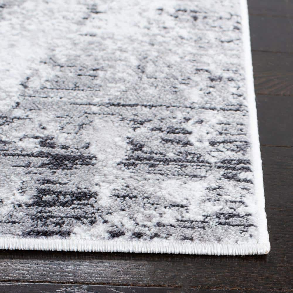 Amelia 5'3" Square Gray Abstract Stain-Resistant Rug
