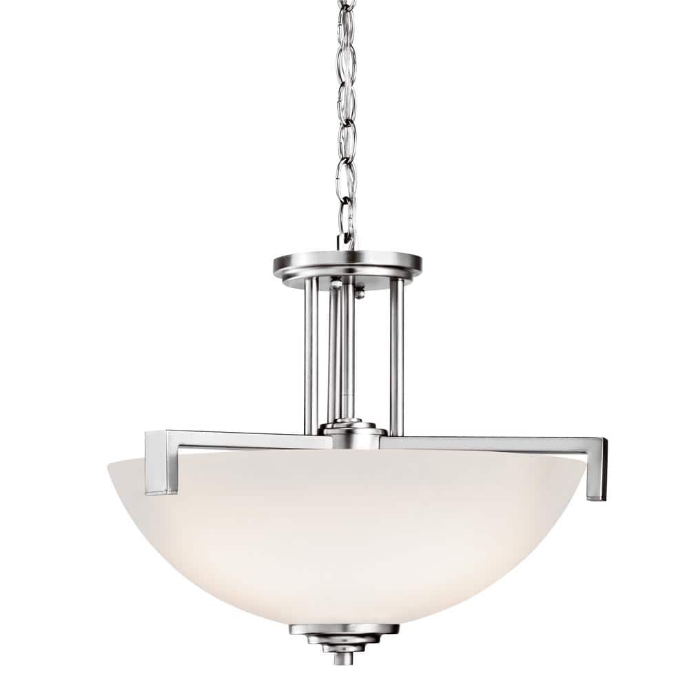 Eileen 17'' Brushed Nickel Modern Bowl Pendant with Cream Glass
