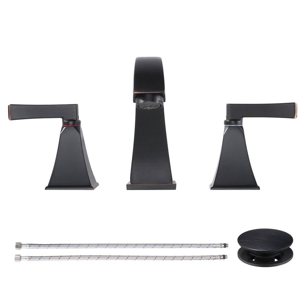 Oil Rubbed Bronze 8-Inch Widespread Double Handle Bathroom Faucet