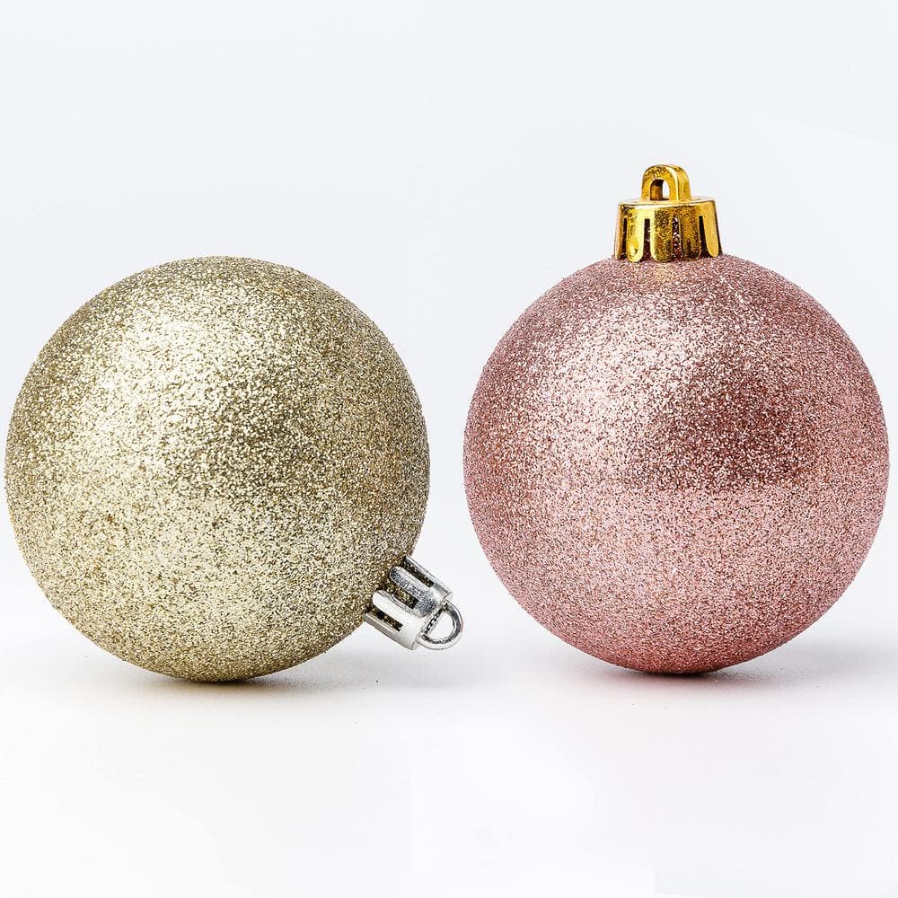 100-Piece Rose Gold and Gold Shatterproof Christmas Ornament Set