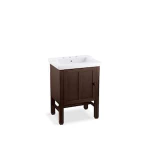 Tresham 24 in. W x 18 in. D x 33 in. H Single Sink Freestanding Bath Vanity in Woodland with White Top
