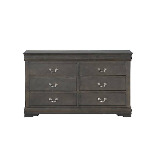 Acme Furniture Louis Philippe 6-Drawers Dark Gray Dresser