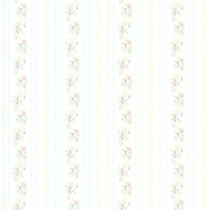 Princess Light Blue Floral Stripe Vinyl Peelable Wallpaper (Covers 56.4 sq. ft.)