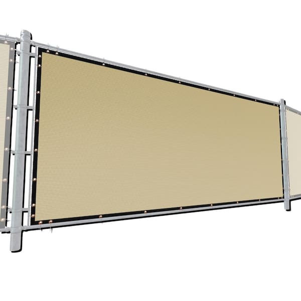 ROYAL SHADE 46 in. x 10 ft. Beige Mesh Fabric Privacy Fence Screen with Perimeter Stitched Edges and Grommets