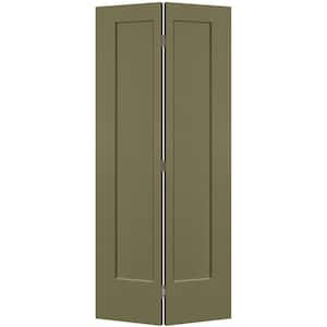 36 in. x 80 in. 1-Panel Lincoln Park Hollow Core Truly Olive Molded Composite Bi-Fold Door