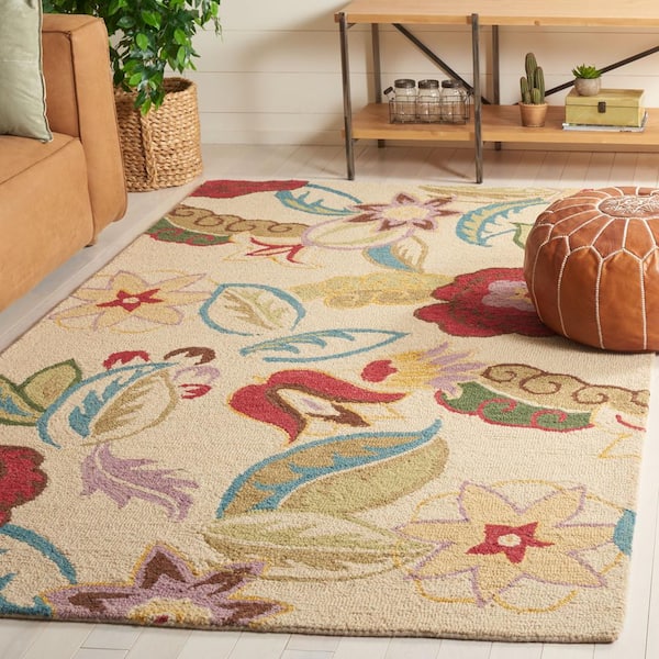 Blossom Beige/Multi Doormat 3 ft. x 5 ft. Solid Floral Area Rug