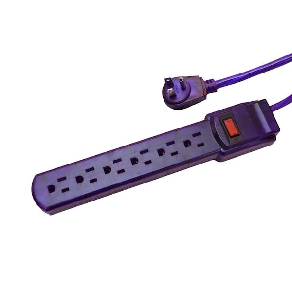 GoGreen Power 3 ft. Cord Purple 6-Outlet Translucent Designer Series Surge Protector (160 Joules)