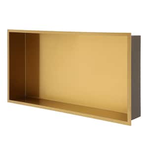 25 in. x 13 in. Gold Stainless Steel Wall Mounted Rectangular Shower Niche Single Shelf
