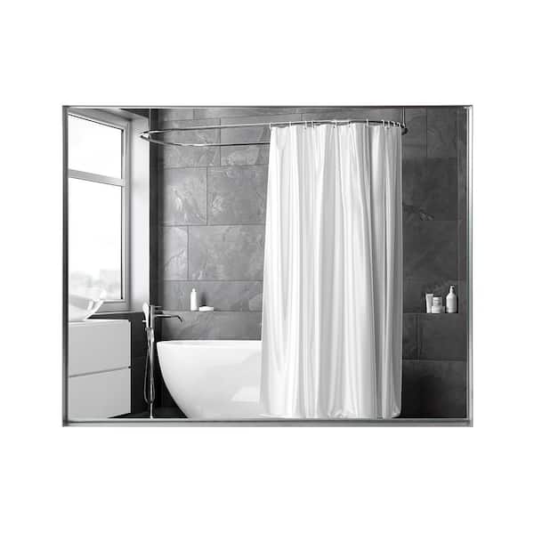Unbranded 40 in. W x 30 in. H Rectangular Metal Frame Wall Beveled Bathroom Vanity Mirror in Silver (Horizontal and Vertical)