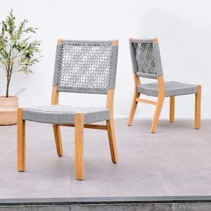 Zenith Teak Wood Outdoor Dining Chair Gray (Set of 2)