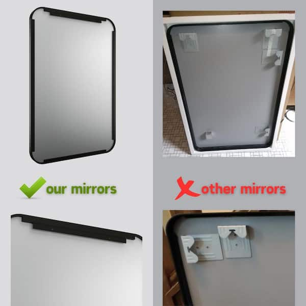 60 in. W x 36 in. H Rectangular Aluminum Framed Wall Bathroom Vanity Mirror  in Black