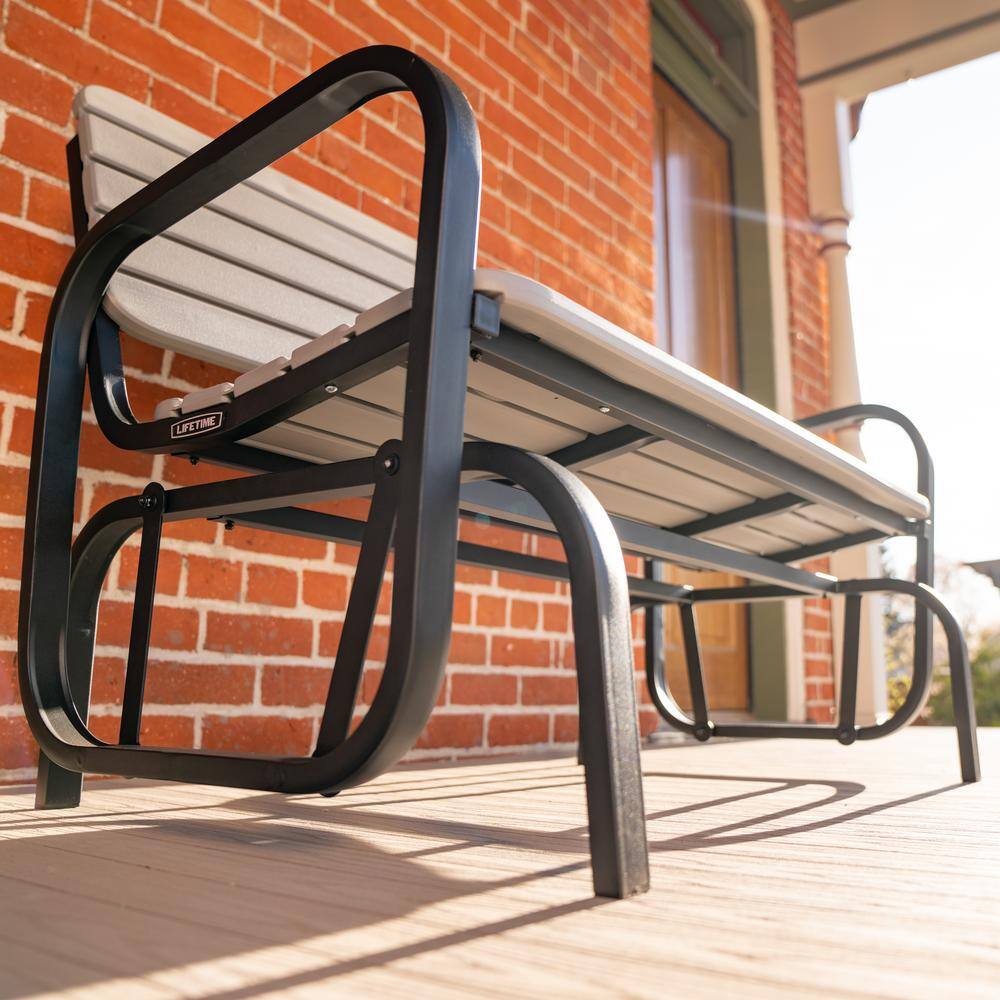 Gray Polyethylene and Steel Outdoor Glider Bench