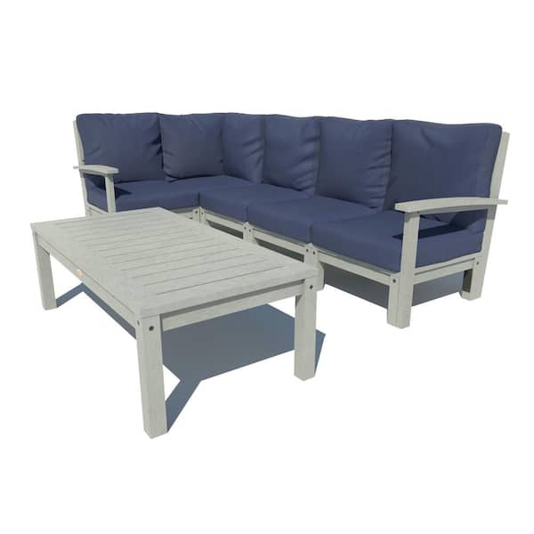 Highwood Bespoke Deep Seating 6-Piece Plastic Outdoor Sectional Set with Conversation Table and with Cushions