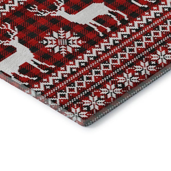 Mayfield Premium Machine Washable Abstract AMF1820 Red 10 ft. x 14 ft. Area Rug